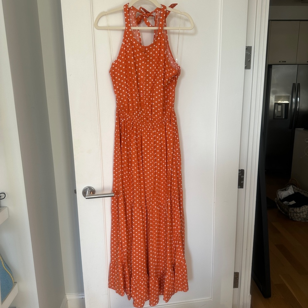 Orange Polka Dot Maxi Dress